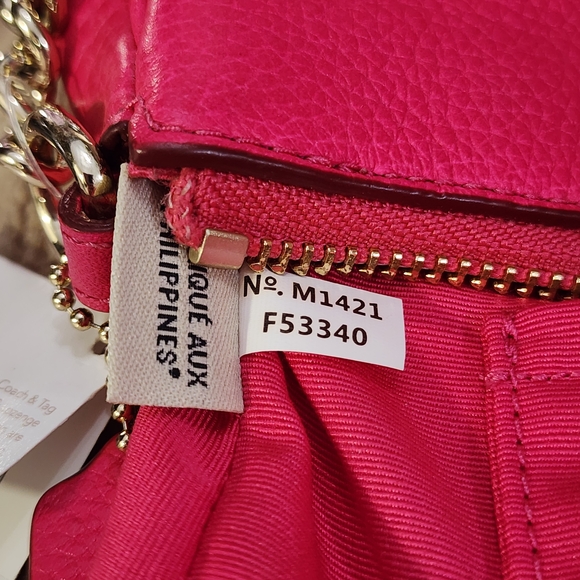Coach Kira Pink Ruby Pebbled Leather Chain Shoulder Bag- NWT- Measures 9.5×6 - Picture 6 of 8